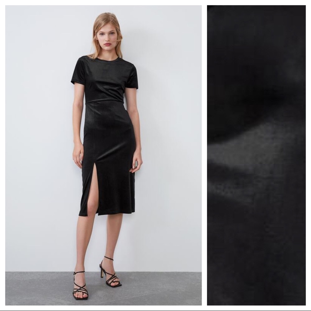 🌹NWT. Zara Black Velvet Mini Dress. Size M. - Picture 1 of 5